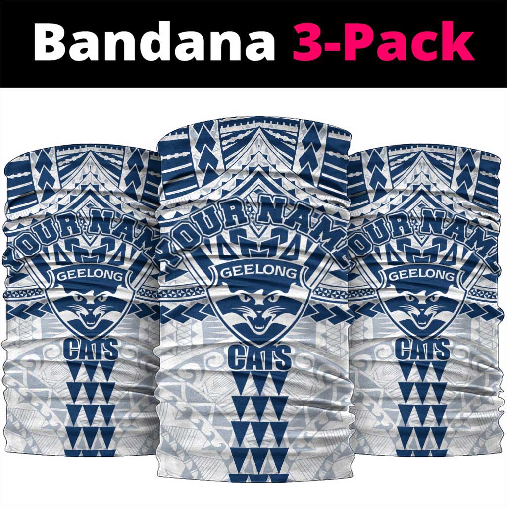 Personalized Geelong Cats Neck Gaiter Polynesian Tribal Pattern Heritage Football