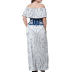 Personalized Geelong Cats Off Shoulder Maxi Dress Polynesian Tribal Pattern Heritage Football