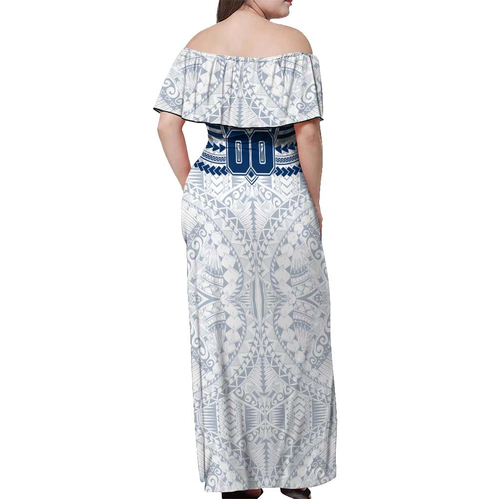 Personalized Geelong Cats Off Shoulder Maxi Dress Polynesian Tribal Pattern Heritage Football