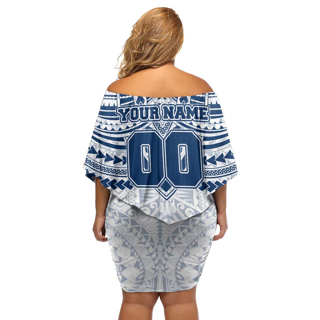 Personalized Geelong Cats Off Shoulder Short Dress Polynesian Tribal Pattern Heritage Football