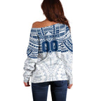 Personalized Geelong Cats Off Shoulder Sweater Polynesian Tribal Pattern Heritage Football