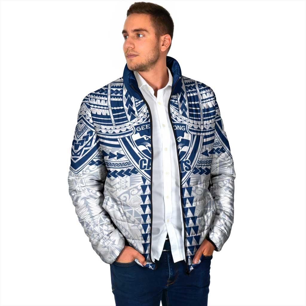 Personalized Geelong Cats Padded Jacket Polynesian Tribal Pattern Heritage Football