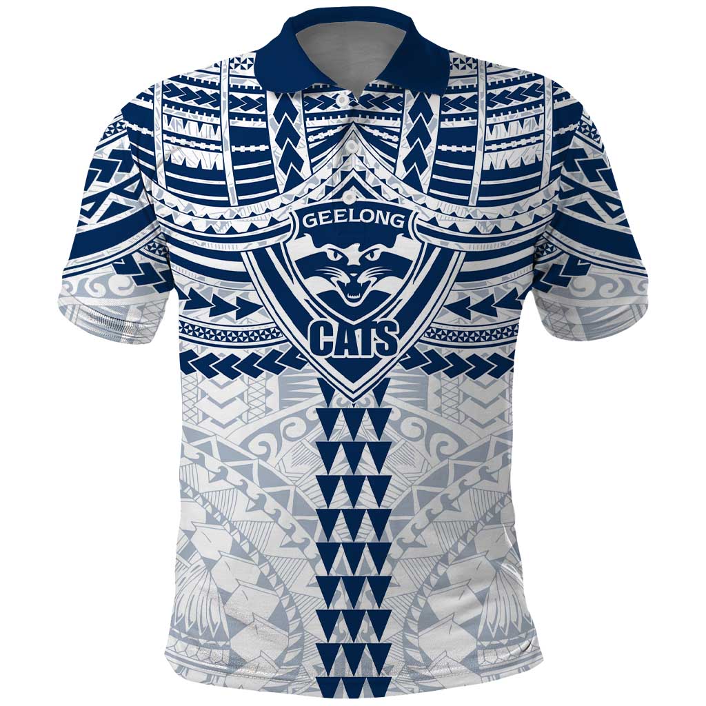 Personalized Geelong Cats Polo Shirt Polynesian Tribal Pattern Heritage Football