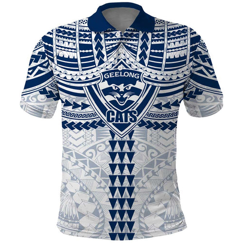 Personalized Geelong Cats Polo Shirt Polynesian Tribal Pattern Heritage Football