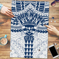 Personalized Geelong Cats Puzzle Polynesian Tribal Pattern Heritage Football