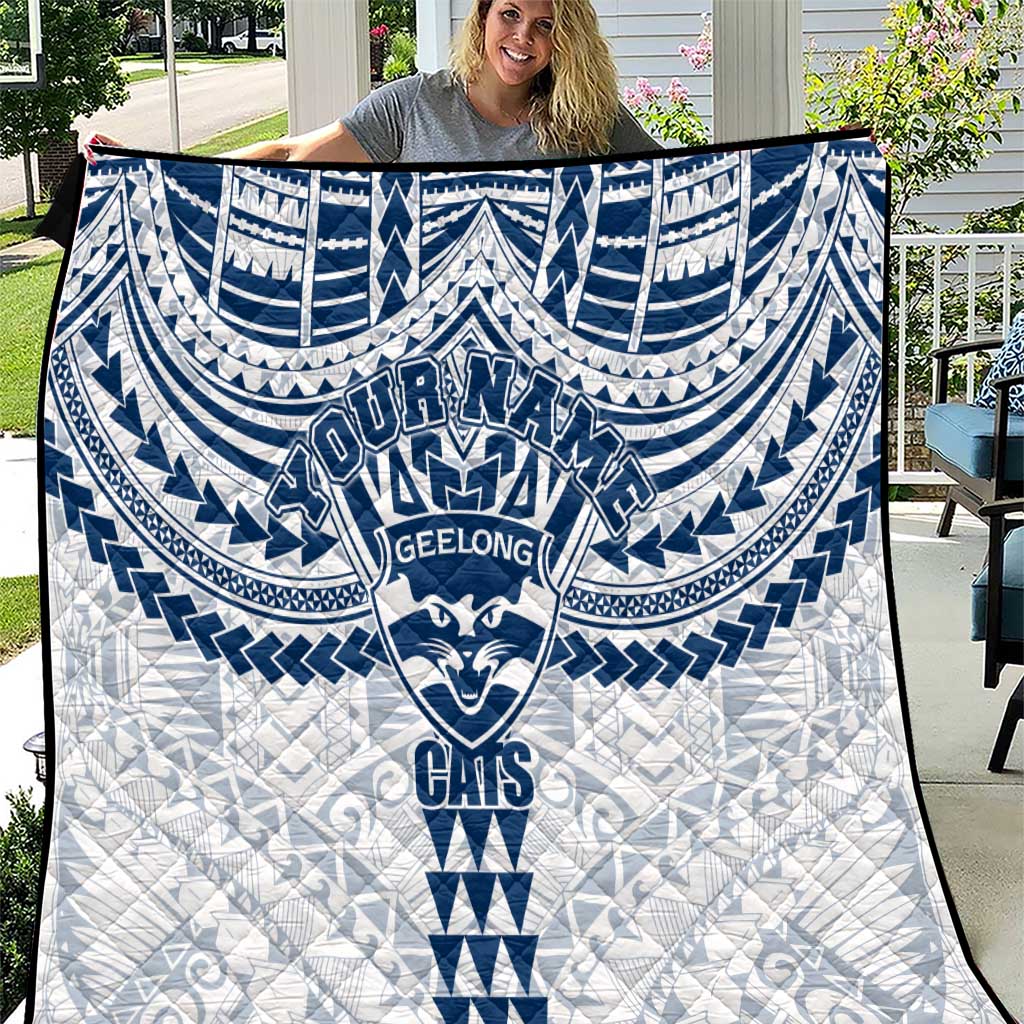 Personalized Geelong Cats Quilt Polynesian Tribal Pattern Heritage Football