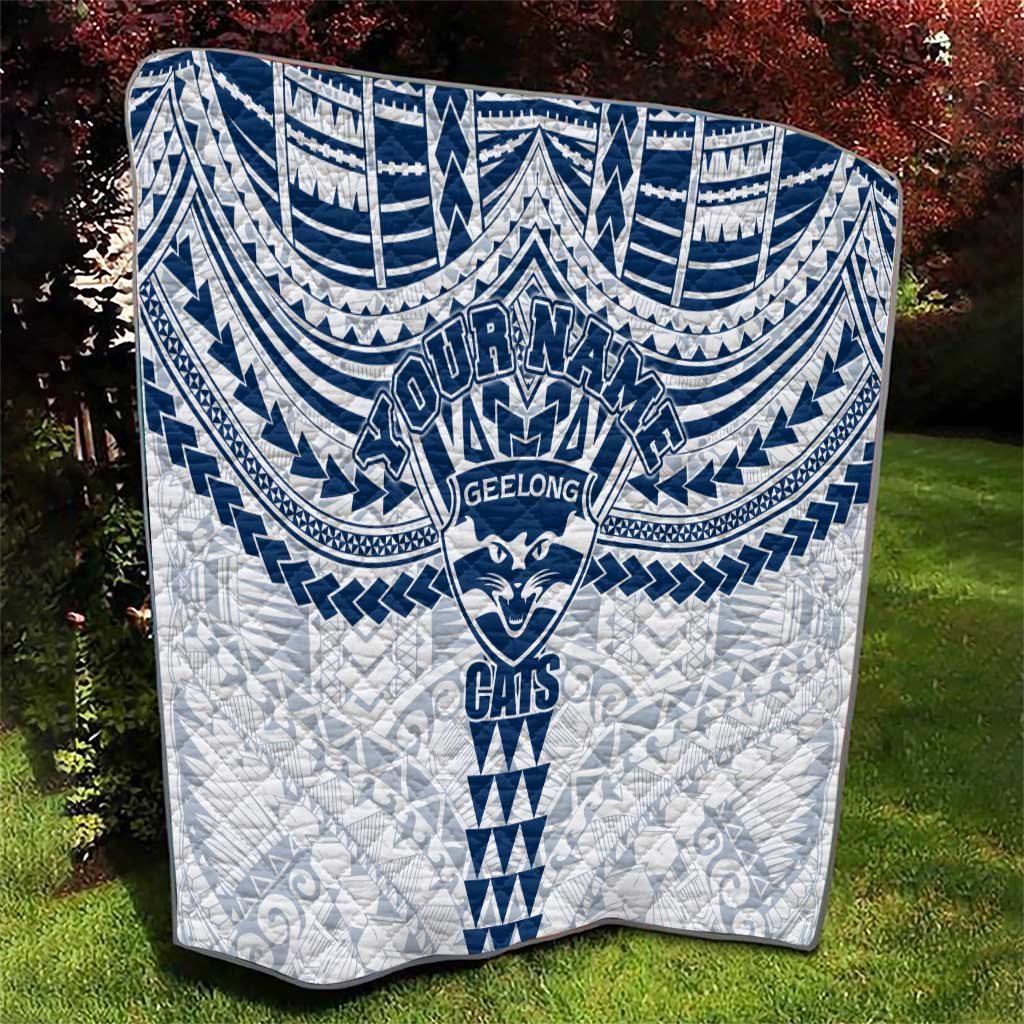 Personalized Geelong Cats Quilt Polynesian Tribal Pattern Heritage Football