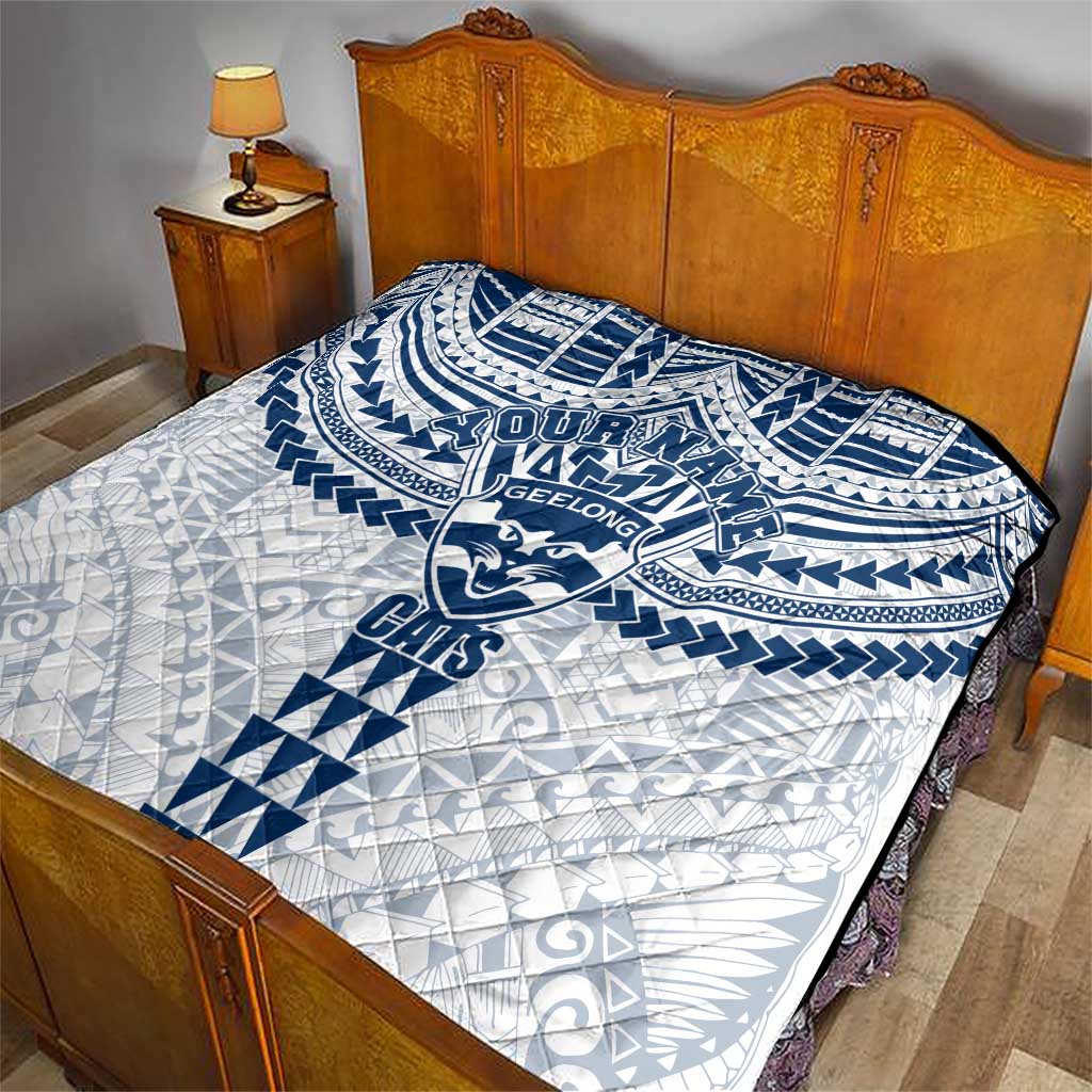 Personalized Geelong Cats Quilt Polynesian Tribal Pattern Heritage Football