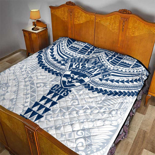 Personalized Geelong Cats Quilt Polynesian Tribal Pattern Heritage Football
