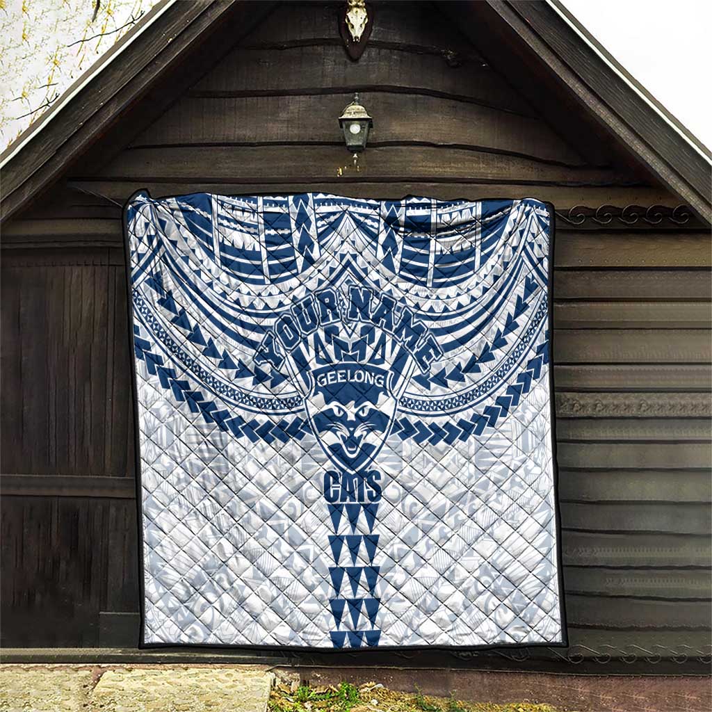 Personalized Geelong Cats Quilt Polynesian Tribal Pattern Heritage Football