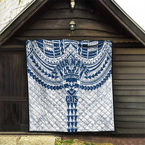 Personalized Geelong Cats Quilt Polynesian Tribal Pattern Heritage Football