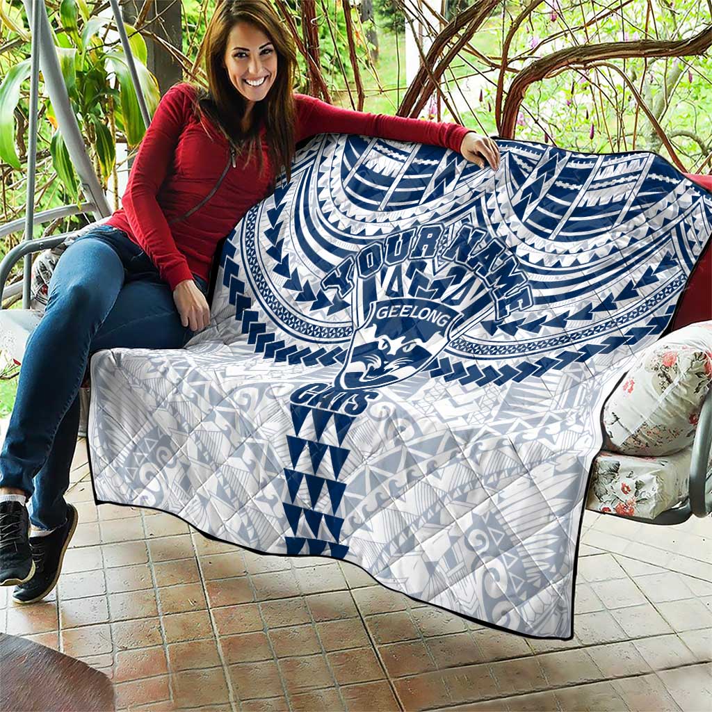 Personalized Geelong Cats Quilt Polynesian Tribal Pattern Heritage Football