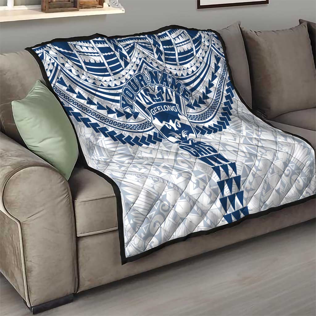 Personalized Geelong Cats Quilt Polynesian Tribal Pattern Heritage Football