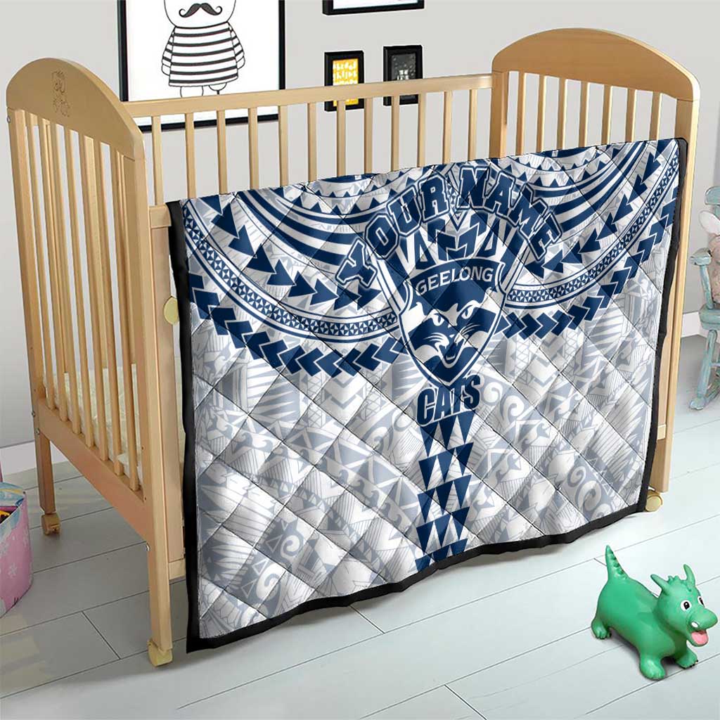Personalized Geelong Cats Quilt Polynesian Tribal Pattern Heritage Football