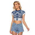 Personalized Geelong Cats Raglan Cropped T Shirt Polynesian Tribal Pattern Heritage Football