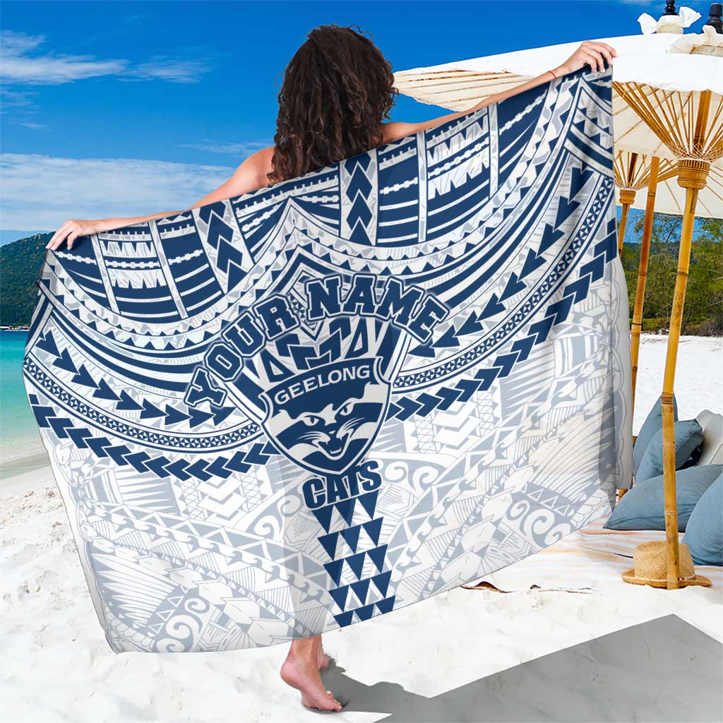 Personalized Geelong Cats Sarong Polynesian Tribal Pattern Heritage Football