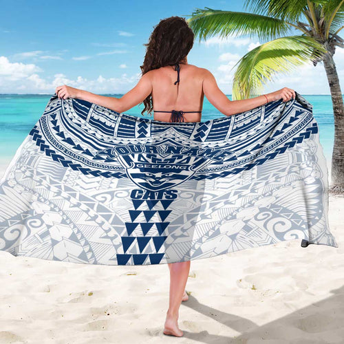 Personalized Geelong Cats Sarong Polynesian Tribal Pattern Heritage Football