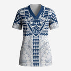 Personalized Geelong Cats Scrub Top Polynesian Tribal Pattern Heritage Football