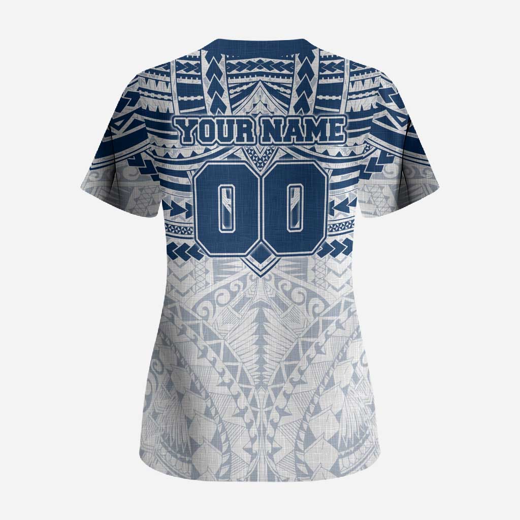 Personalized Geelong Cats Scrub Top Polynesian Tribal Pattern Heritage Football