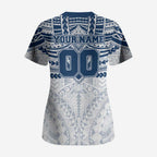 Personalized Geelong Cats Scrub Top Polynesian Tribal Pattern Heritage Football