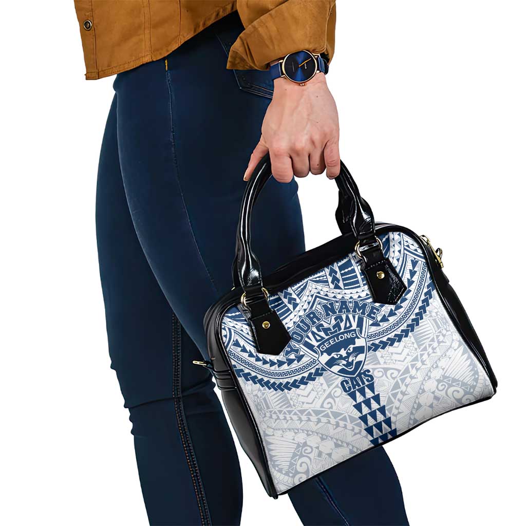 Personalized Geelong Cats Shoulder Handbag Polynesian Tribal Pattern Heritage Football