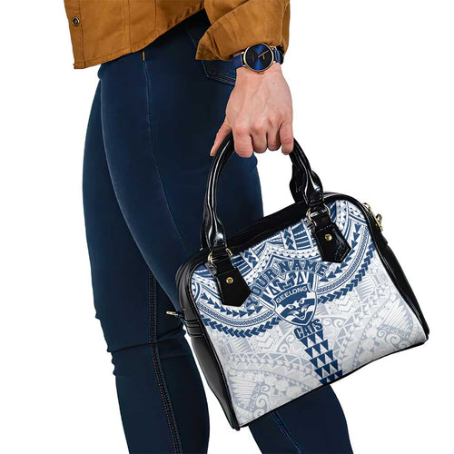 Personalized Geelong Cats Shoulder Handbag Polynesian Tribal Pattern Heritage Football