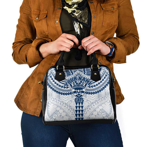 Personalized Geelong Cats Shoulder Handbag Polynesian Tribal Pattern Heritage Football