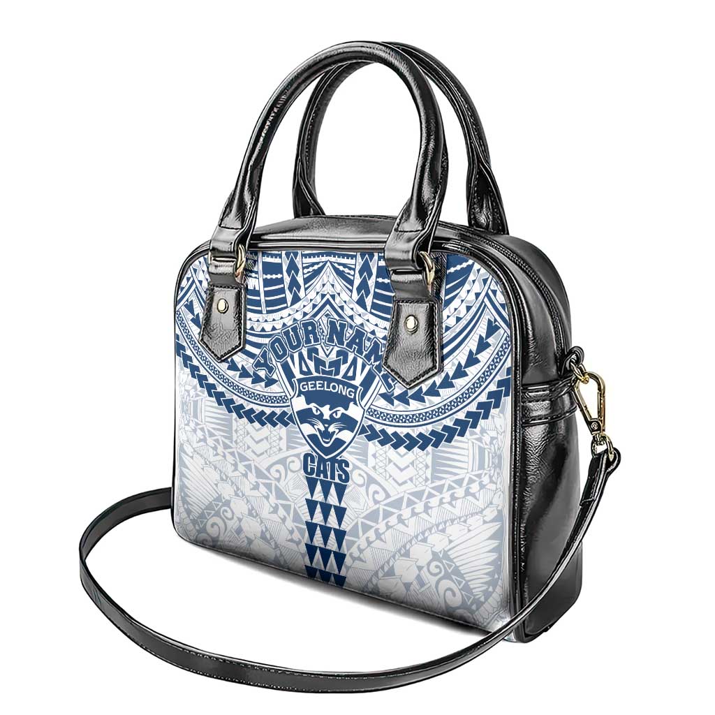 Personalized Geelong Cats Shoulder Handbag Polynesian Tribal Pattern Heritage Football