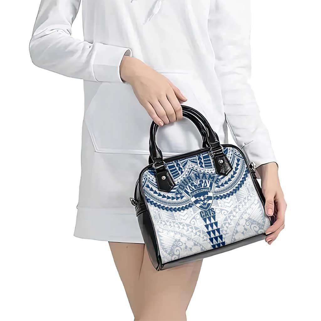 Personalized Geelong Cats Shoulder Handbag Polynesian Tribal Pattern Heritage Football