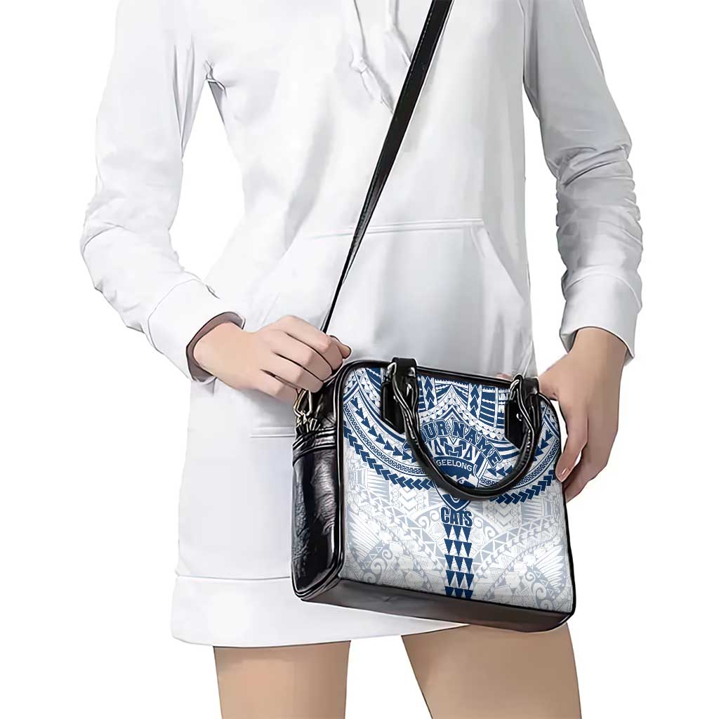 Personalized Geelong Cats Shoulder Handbag Polynesian Tribal Pattern Heritage Football