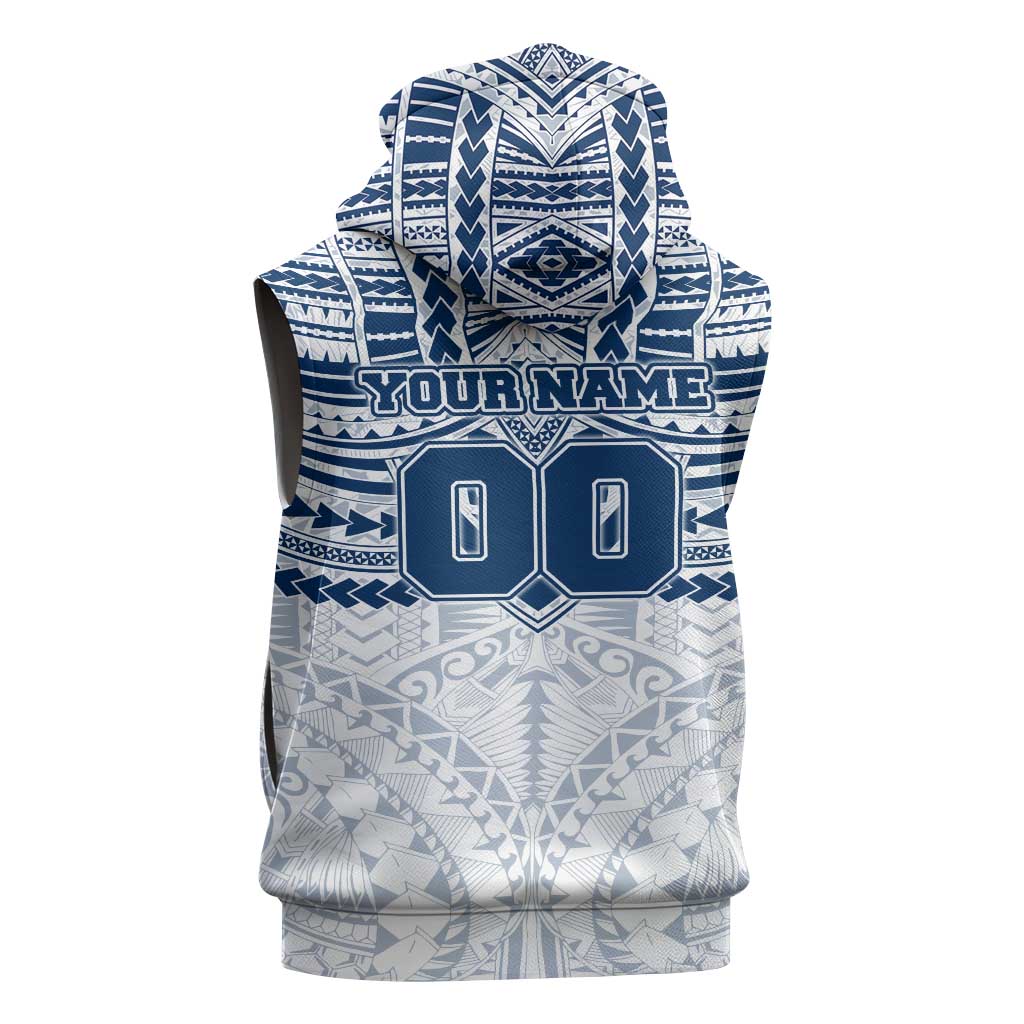 Personalized Geelong Cats Sleeveless Hoodie Polynesian Tribal Pattern Heritage Football