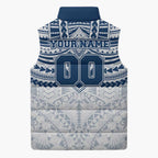 Personalized Geelong Cats Sleeveless Puffer Jacket Polynesian Tribal Pattern Heritage Football