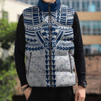 Personalized Geelong Cats Sleeveless Puffer Jacket Polynesian Tribal Pattern Heritage Football