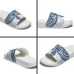 Personalized Geelong Cats Slide Sandals Polynesian Tribal Pattern Heritage Football