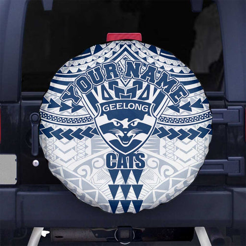 Personalized Geelong Cats Spare Tire Cover Polynesian Tribal Pattern Heritage Football