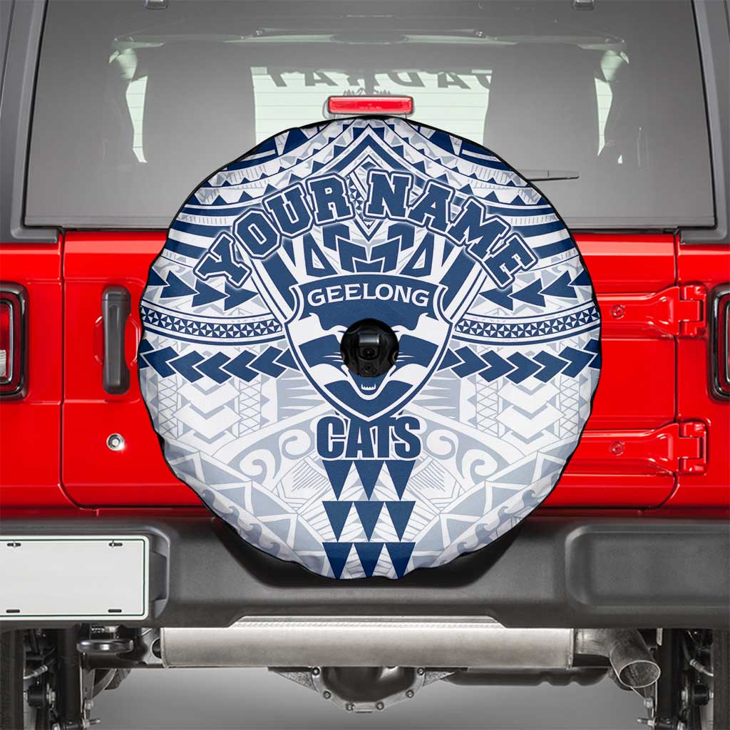 Personalized Geelong Cats Spare Tire Cover Polynesian Tribal Pattern Heritage Football