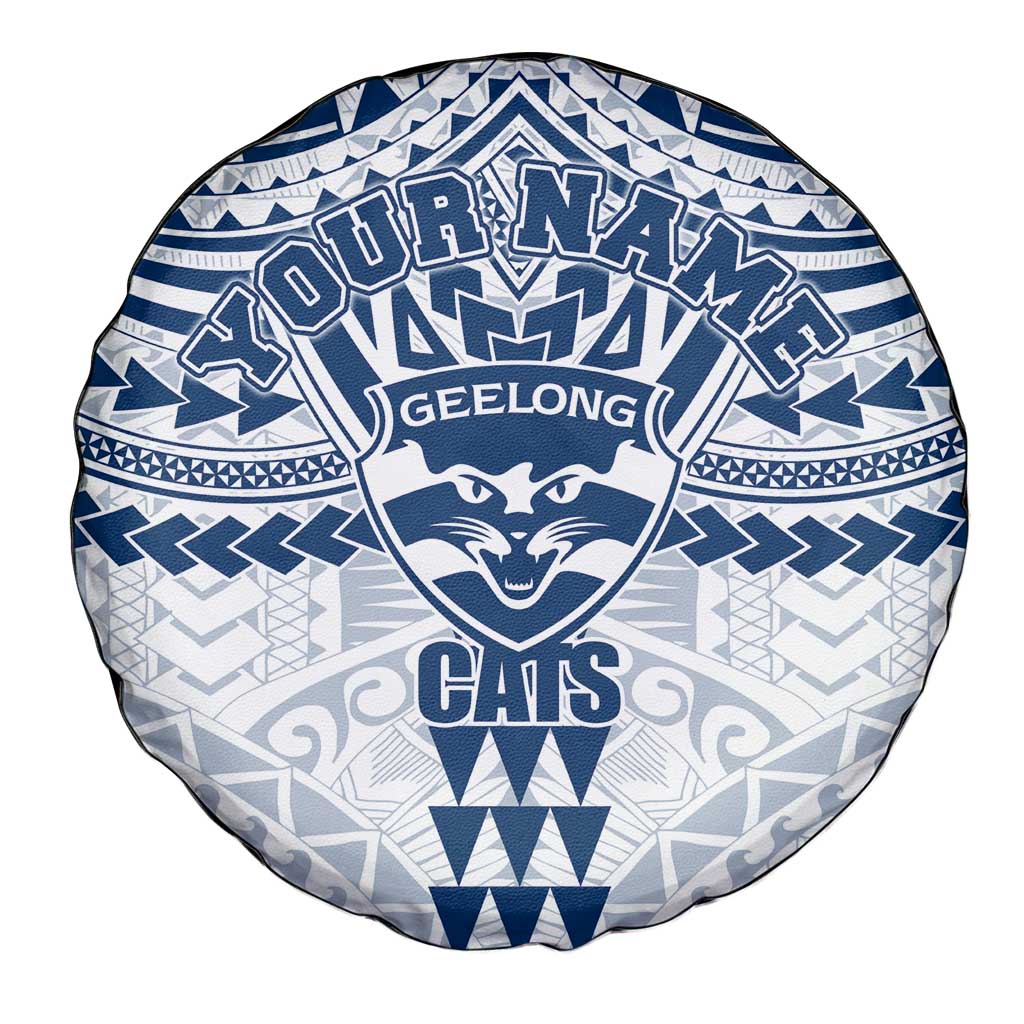 Personalized Geelong Cats Spare Tire Cover Polynesian Tribal Pattern Heritage Football