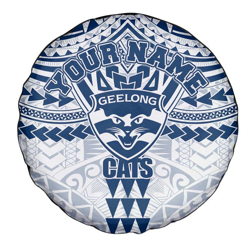 Personalized Geelong Cats Spare Tire Cover Polynesian Tribal Pattern Heritage Football