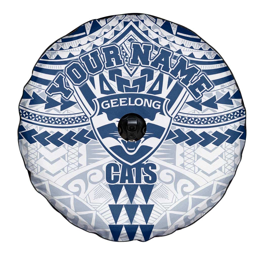Personalized Geelong Cats Spare Tire Cover Polynesian Tribal Pattern Heritage Football