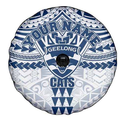 Personalized Geelong Cats Spare Tire Cover Polynesian Tribal Pattern Heritage Football