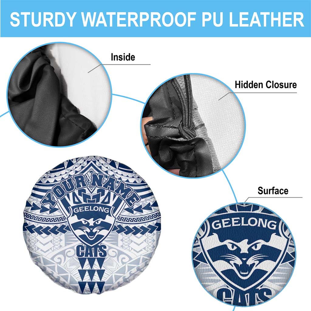 Personalized Geelong Cats Spare Tire Cover Polynesian Tribal Pattern Heritage Football