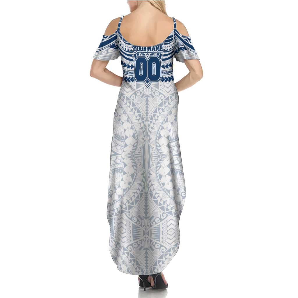 Personalized Geelong Cats Summer Maxi Dress Polynesian Tribal Pattern Heritage Football