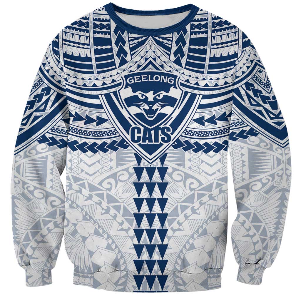 Personalized Geelong Cats Sweatshirt Polynesian Tribal Pattern Heritage Football