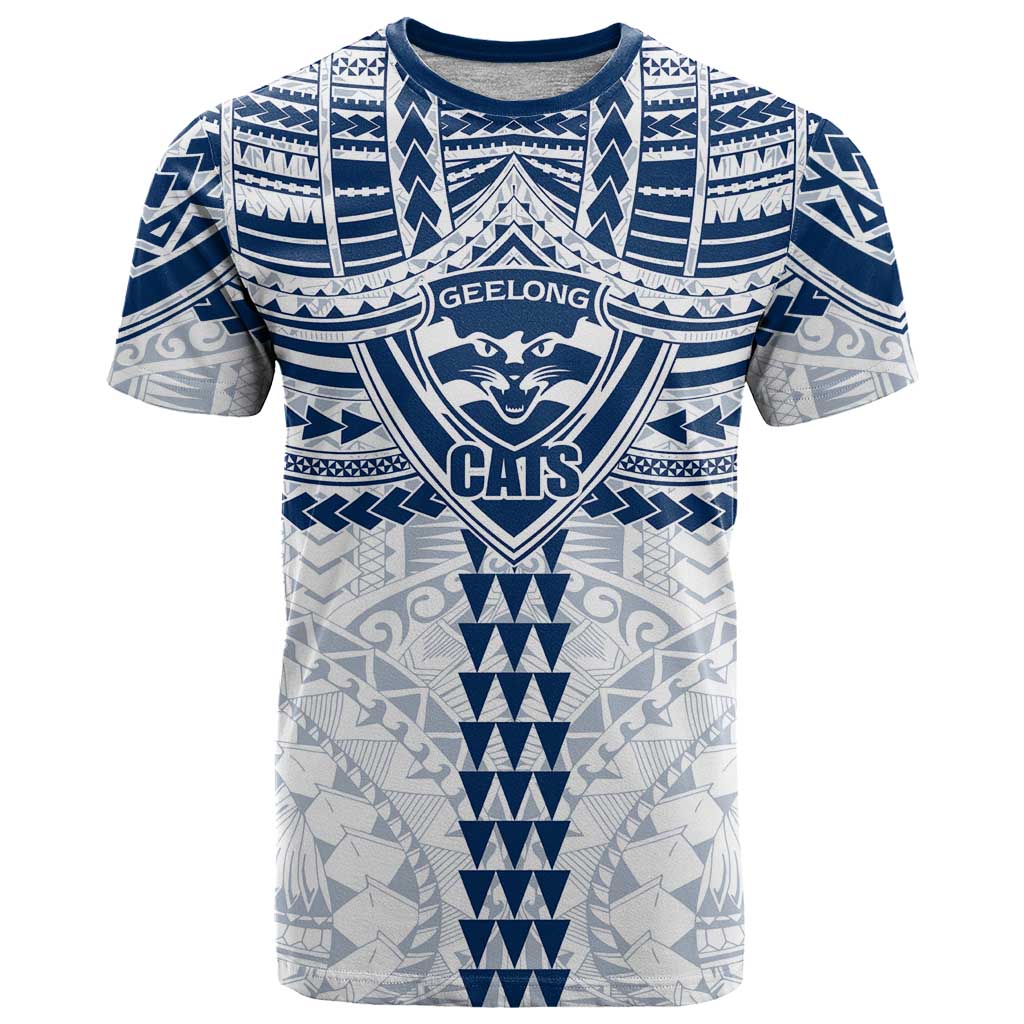Personalized Geelong Cats T Shirt Polynesian Tribal Pattern Heritage Football