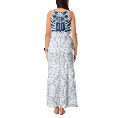 Personalized Geelong Cats Tank Maxi Dress Polynesian Tribal Pattern Heritage Football