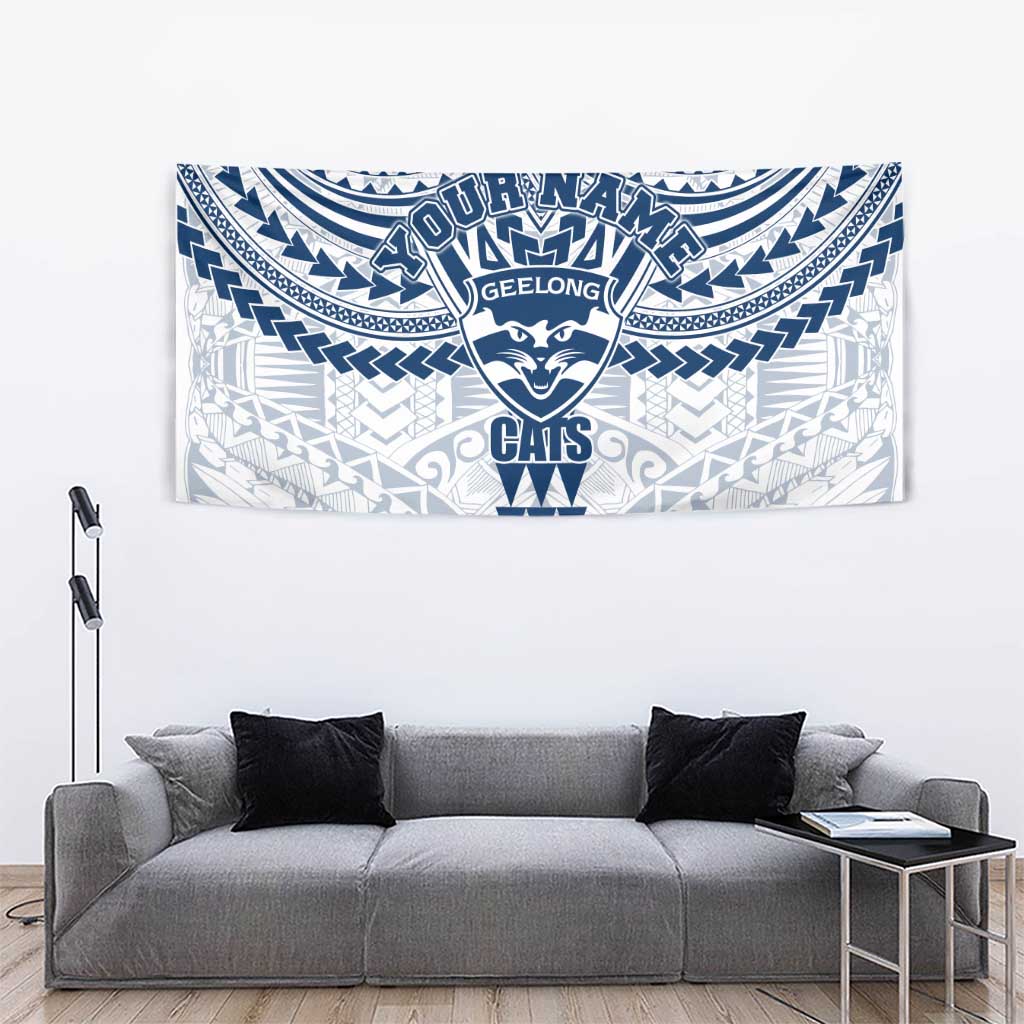 Personalized Geelong Cats Tapestry Polynesian Tribal Pattern Heritage Football