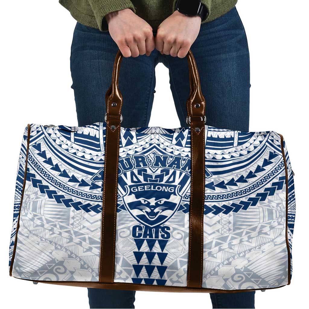 Personalized Geelong Cats Travel Bag Polynesian Tribal Pattern Heritage Football