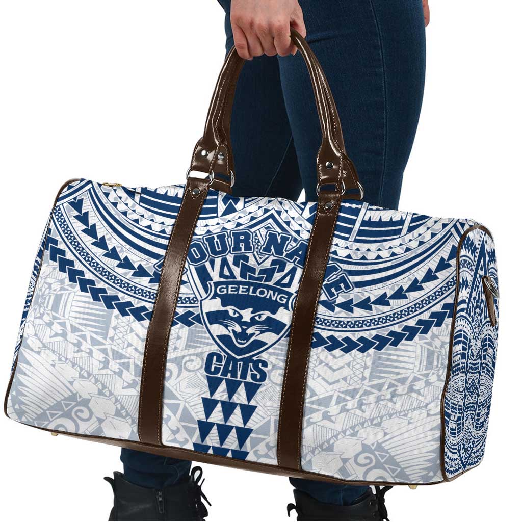Personalized Geelong Cats Travel Bag Polynesian Tribal Pattern Heritage Football