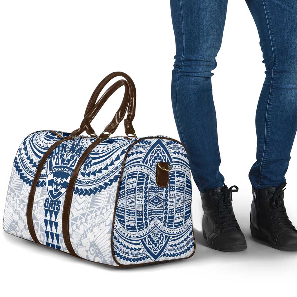 Personalized Geelong Cats Travel Bag Polynesian Tribal Pattern Heritage Football