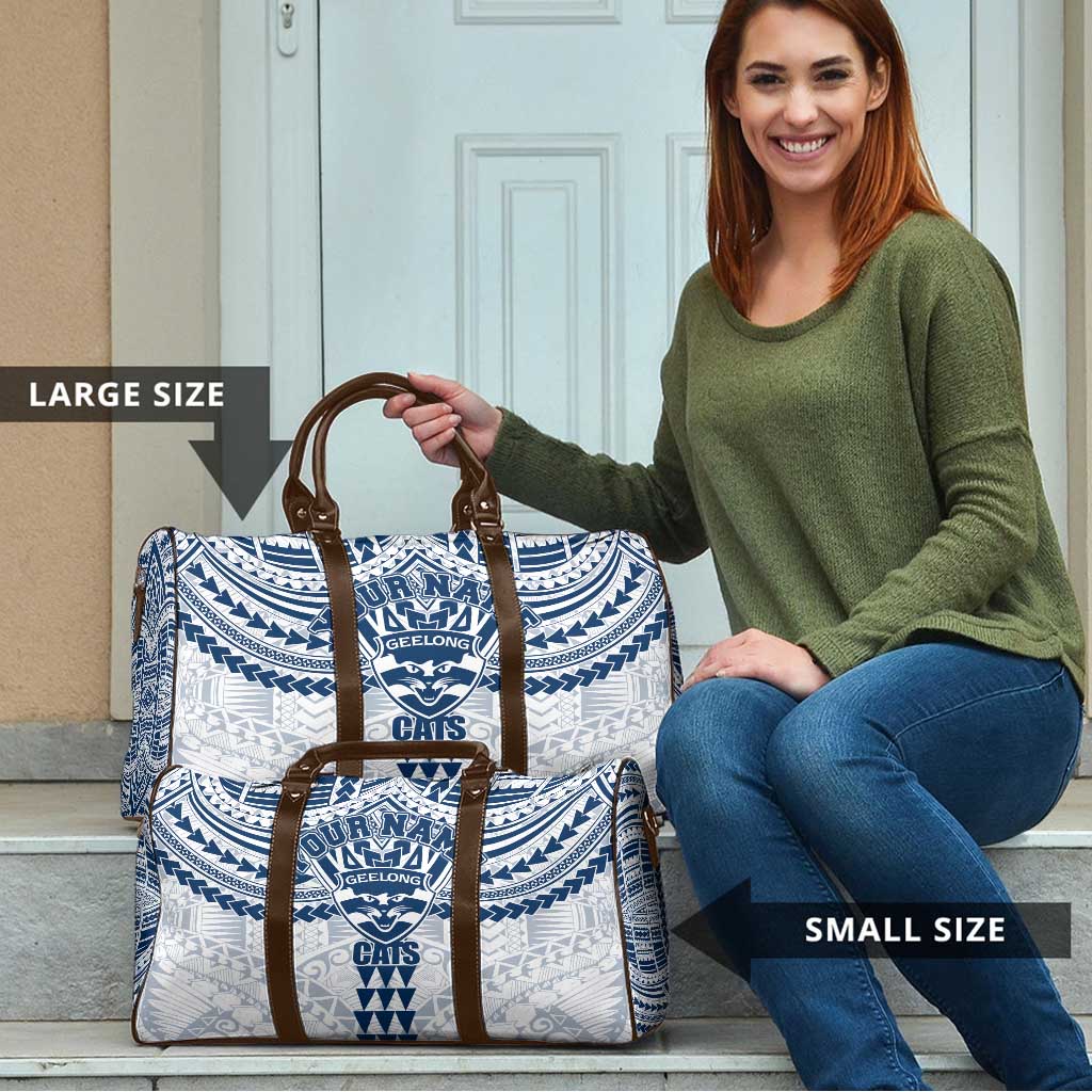 Personalized Geelong Cats Travel Bag Polynesian Tribal Pattern Heritage Football